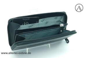 Bugatti Cosmos Leder Geldbörse | Portemonnaie - Damengeldbörse mit Reißverschluss | schwarz - 11x20 cm | NEU/OVP