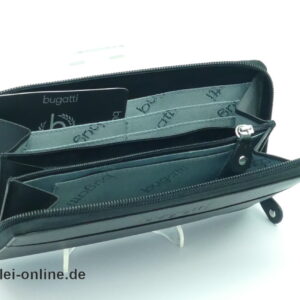 Bugatti Cosmos Leder Geldbörse | Portemonnaie - Damengeldbörse mit Reißverschluss | schwarz - 11x20 cm | NEU/OVP