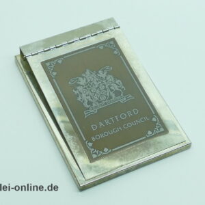 Floreat DARTFORD Borough Council Notizblock | versilberter Schreibblock Halter mit Wappen | Vintage Notizblockhalter