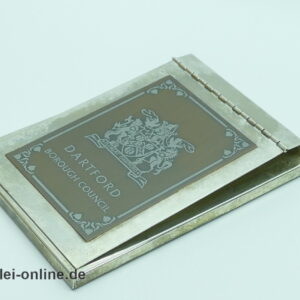 DARTFORD Borough Council Notizblock | versilberter Schreibblock Halter mit Wappen | Vintage Notizblockhalter