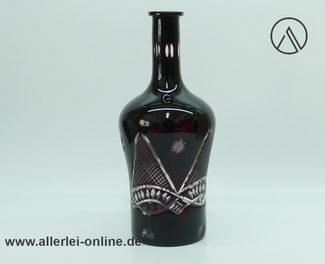 Böhmische Karaffe | Whisky - Likör Dekanter | Antike Rubinrote Böhmen Glaskaraffe ,geschliffen im Allerlei Online Shop Böhmische Karaffe | Whisky - Likör Dekanter | Antike Rubinrote Böhmen Glaskaraffe ,geschliffen im Allerlei Online Shop