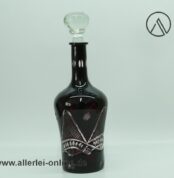 Böhmische Karaffe | Whisky - Likör Dekanter | Antike Rubinrote Böhmen Glaskaraffe ,geschliffen mit Glas Stopfen