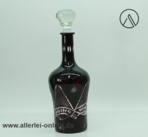 Böhmische Karaffe | Whisky - Likör Dekanter | Antike Rubinrote Böhmen Glaskaraffe ,geschliffen mit Glas Stopfen