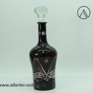 Böhmische Karaffe | Whisky - Likör Dekanter | Antike Rubinrote Böhmen Glaskaraffe ,geschliffen mit Glas Stopfen