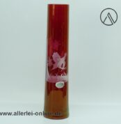 Böhmische Vase / Glasvase | Rote Glasvase geschliffen mit Auerhahn