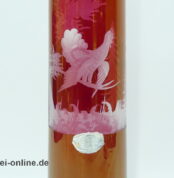 Vase / Glasvase | Rote Glasvase geschliffen mit Auerhahn