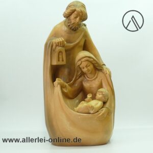 Heilige Familie Holzkrippe 45 cm | Maria, Josef und Jesuskind | Handgeschnitzte Lindenholz Holzskulptur