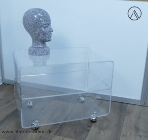 Plexiglas Phonowagen | Lucite - Acrylglas Beistelltisch - Rollentisch | Vintage 70-80er Jahre