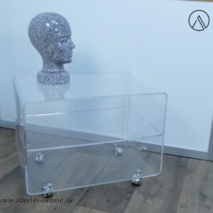 Plexiglas Phonowagen | Lucite - Acrylglas Beistelltisch - Rollentisch | Vintage 70-80er Jahre