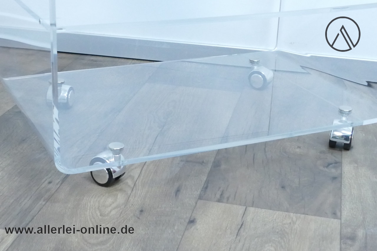 Plexiglas Phonowagen | Lucite - Acrylglas Beistelltisch - Rollentisch | Vintage 70-80er Jahre Möbel im Allerlei Online Shop Plexiglas Phonowagen | Lucite - Acrylglas Beistelltisch - Rollentisch | Vintage 70-80er Jahre Möbel im Allerlei Online Shop