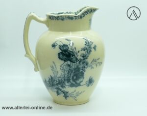 Villeroy und Boch Mettlach | Antiker Jugendstil Waschkrug Krug mit Klatschmohn, Margeriten, Gräser Dekor