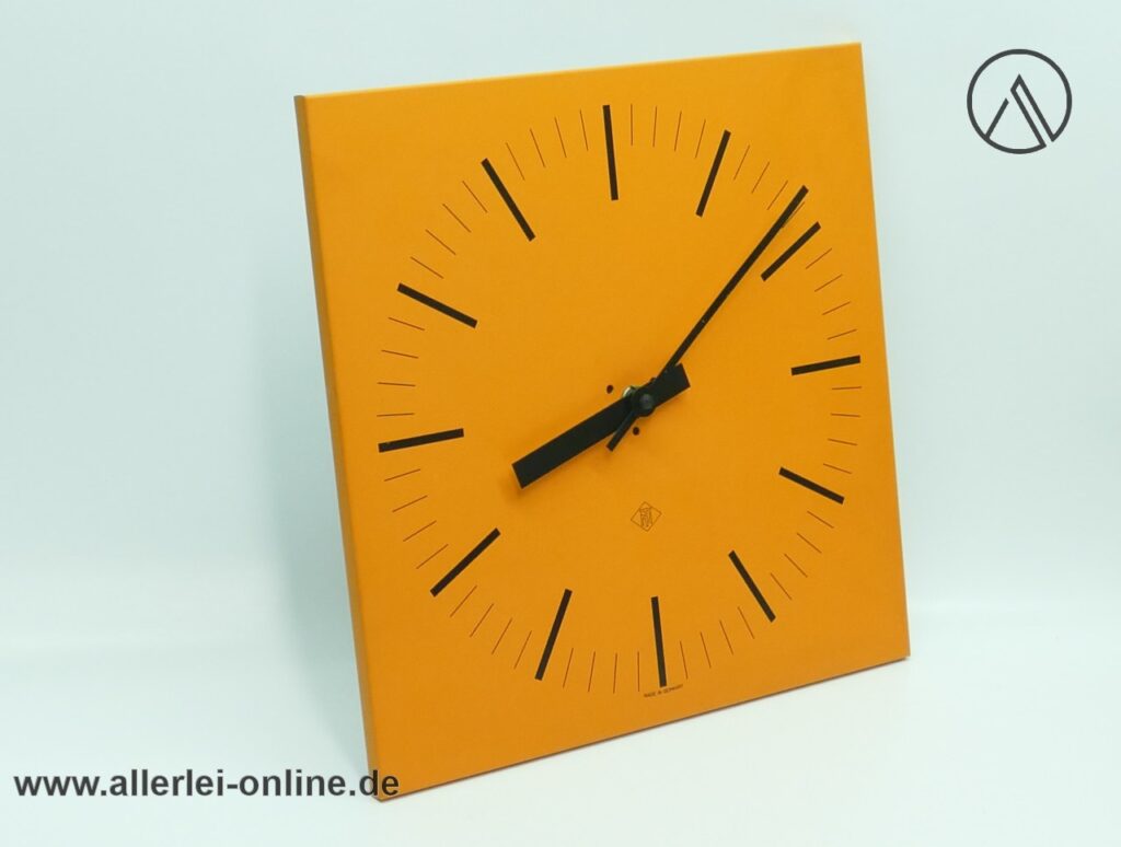 TN Telenorma Aluminium Wanduhr - Orange | Vintage 60-70er Jahre Uhr