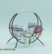 Bunte Schnapsgläser mit Halter | Schnapsglas-Set | Vintage Rockabilly 50-60er Jahre