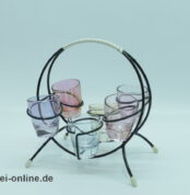 Bunte Schnapsgläser mit Halter | Schnapsglas-Set | Vintage Rockabilly 50-60er Jahre im Allerlei Online Shop