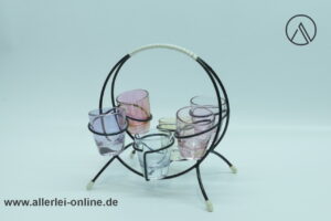 Bunte Schnapsgläser mit Halter | Schnapsglas-Set | Vintage Rockabilly 50-60er Jahre im Allerlei Online Shop