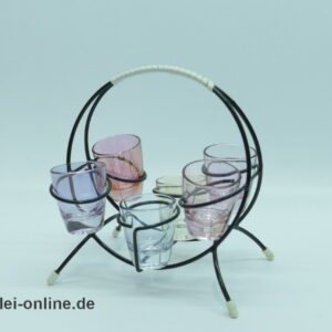 Bunte Schnapsgläser mit Halter | Schnapsglas-Set | Vintage Rockabilly 50-60er Jahre im Allerlei Online Shop