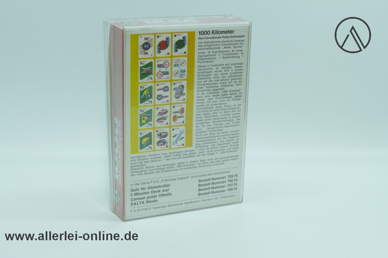 1000 Kilometer Rallye Kartenspiel | Deutsche Fassung nach Mille Bornes | F.X. Schmid 70009 rückseite 1000 Kilometer Rallye Kartenspiel | Deutsche Fassung nach Mille Bornes | F.X. Schmid 70009 rückseite