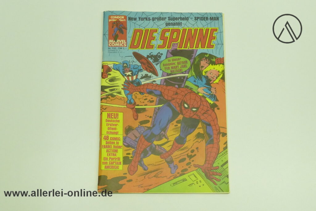 Die Spinne Comic-Heft Nr.133 | Gefahr für Mary Jane Watson | Spider-Mann Superhelden Serie | Vintage Condor Marvel Verlag Comic