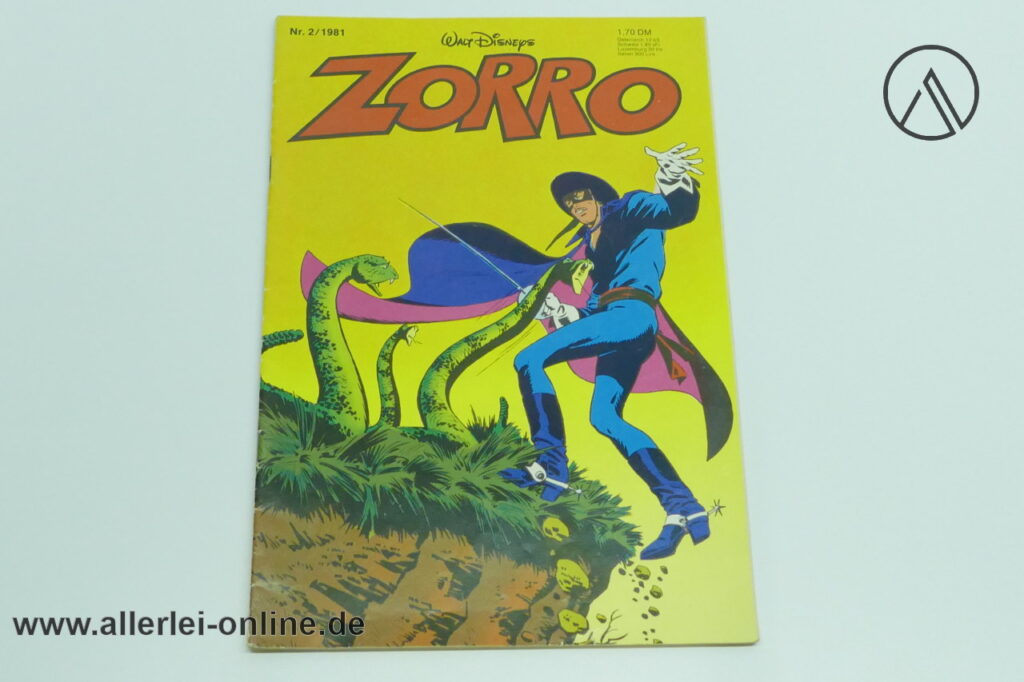 Zorro Comic-Heft Nr.2 1981| ZORRO Superhelden Serie | Vintage Walt Disneys Verlag Comic