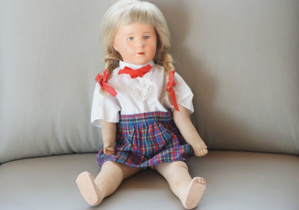 Alte Käthe Kruse Puppe mit Kleid 48 cm Made in Germany 40-50er Jahre