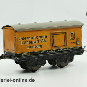 Karl Bub Spur 0 Güterwagen | Internationale Transport A.G. Hamburg | Made in Bavaria Blechspielzeug Blechbahn