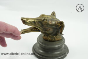 Greyhound Windhund Bronze Hunde Büste auf Sockel | Antiker Figürlicher Taschenuhr Ständer