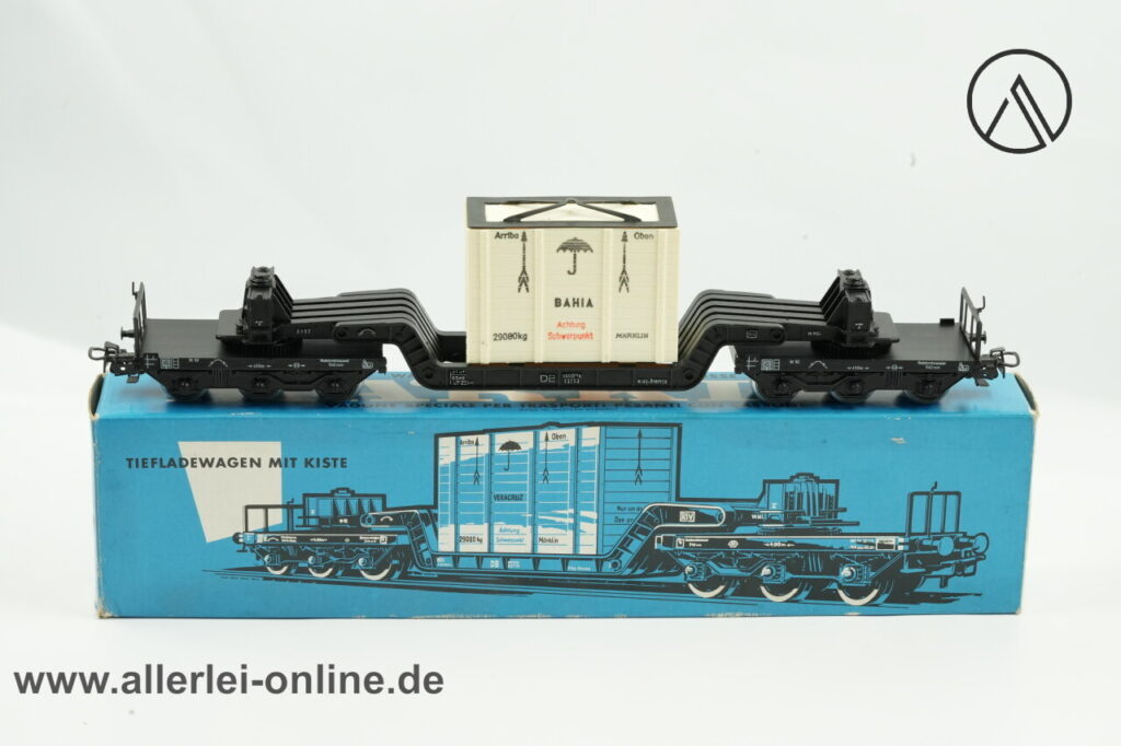 Märklin H0 | Märklin 4618 Tiefladewagen mit Übersee-Kiste | 6-Achs SSI 53 der DB Güterwagen