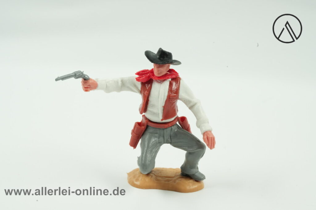 Timpo Toys | Cowboy hockend mit Pistole | Vintage Timpo Toys Steckfigur