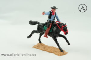 Timpo Toys | Cowboy zu Pferd ,schwarz mit Pistole | Vintage Timpo Toys Steckfigur