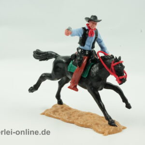 Timpo Toys | Cowboy zu Pferd ,schwarz mit Pistole | Vintage Timpo Toys Steckfigur