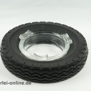 Reifen-Aschenbecher mit Glaseinsatz | Reifen Miltenberger Aschaffenburg | Vintage Dunlop Reifenwerbung