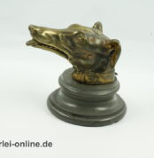 Greyhound Bronze Hunde Büste auf Sockel | Antiker Figürlicher Taschenuhr Halter