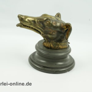 Greyhound Bronze Hunde Büste auf Sockel | Antiker Figürlicher Taschenuhr Halter