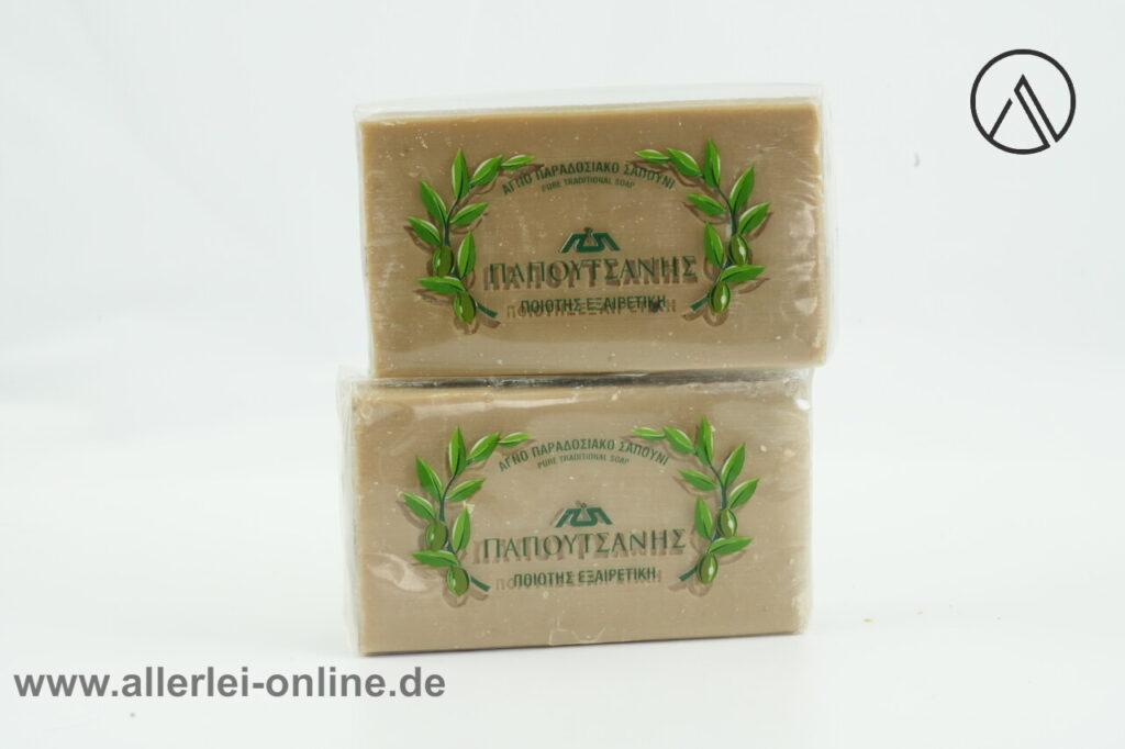 PAPOUTSANIS | 2Stk. a.125 Gramm | aus Griechischen grünem Olivenöl | Natur Seife
