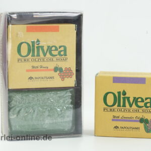Olivea Papoutsanis | Pure Olive Oil Soap | 1x Lavendel Öl 150gr. 1x With Honey 150gr. 1x grüne Olivenöl 125gr.