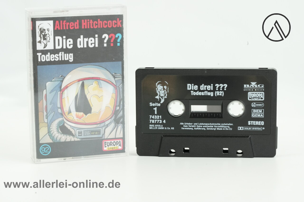 Die Drei ??? | Alfred Hitchcock | Nr. 92 |Todesflug | Vintage MC Hörspiel Kassette | Europa Cassette 1 Die Drei ??? | Alfred Hitchcock | Nr. 92 |Todesflug | Vintage MC Hörspiel Kassette | Europa Cassette 1
