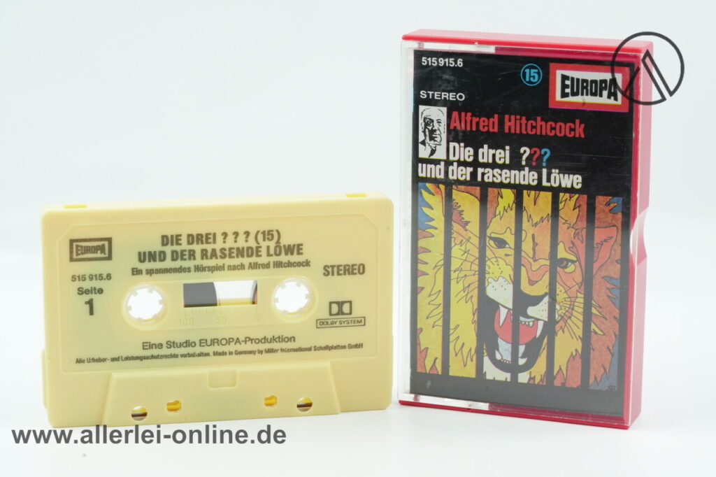 Die Drei ??? | Alfred Hitchcock | Nr. 15 | Die drei ??? und der rasende Löwe | Vintage MC Hörspiel Kassette | Europa Cassette 1