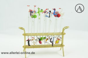 Bowlepieker - Cocktailspieße mit Halter | Glasmarker-Set | Vintage DDR Lauscha Glas