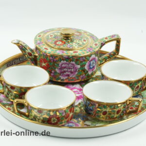 Teeservice | Asiatisches Miniatur Porzellan mit Blumenmuster, handbemalt