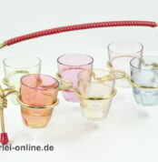 Bunte Schnapsgläser mit Halter | Schnapsglas-Set | Vintage Mid-Century 50-60er Jahre