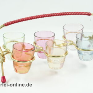 Bunte Schnapsgläser mit Halter | Schnapsglas-Set | Vintage Mid-Century 50-60er Jahre