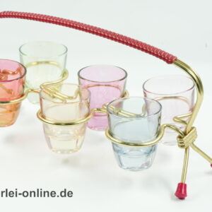 Bunte Schnapsgläser mit Halter | Schnapsglas-Set | Vintage Rockabilly 50-60er Jahre