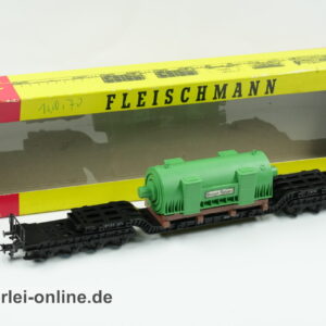 Fleischmann H0 | Fleischmann 1494G Tiefladewagen mit Brown Boveri Trafo | 8-Achsiger SSt34a Güterwagen