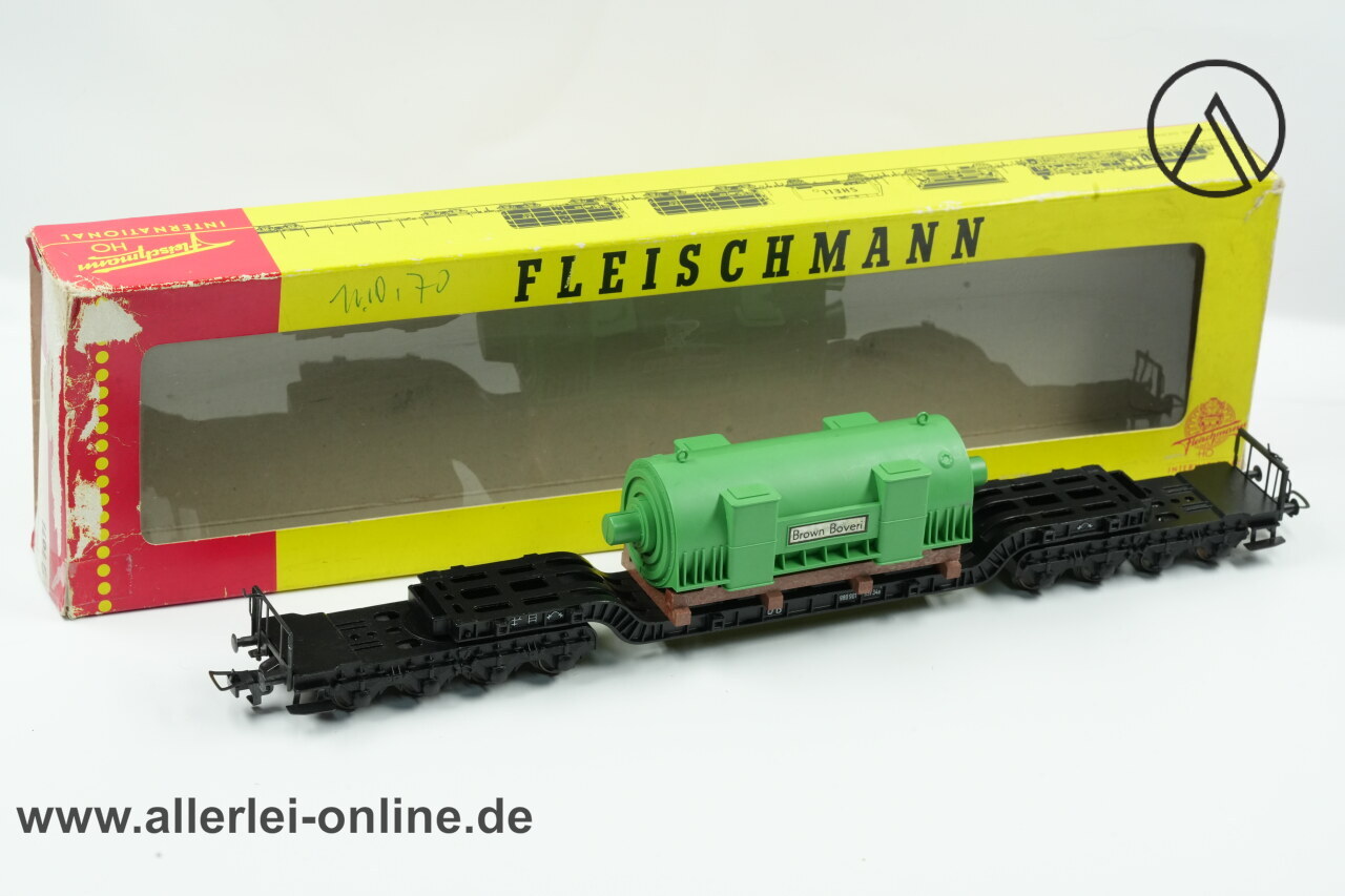 Fleischmann H0 | Fleischmann 1494G Tiefladewagen mit Brown Boveri Trafo | 8-Achsiger SSt34a Güterwagen Fleischmann H0 | Fleischmann 1494G Tiefladewagen mit Brown Boveri Trafo | 8-Achsiger SSt34a Güterwagen