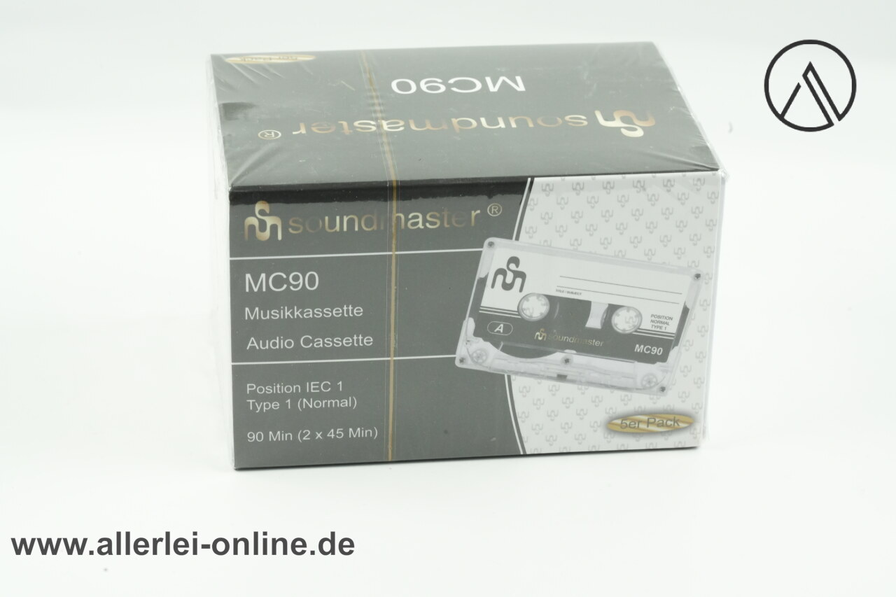 Soundmaster MC90 | 5 Stück Audio Cassette | Music and Voice Leerkassette | NEU/OVP Soundmaster MC90 | 5 Stück Audio Cassette | Music and Voice Leerkassette | NEU/OVP