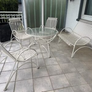 Vintage 60er Jahre EMU Gartenmöbel Set: Tisch, 3 Stühle & Sitzbank