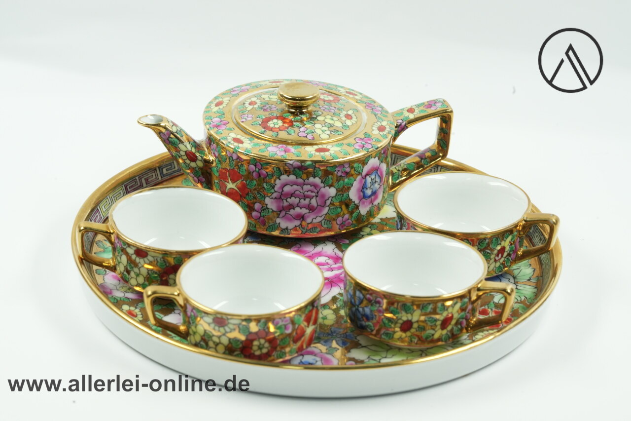 Teeservice - Asiatisches Miniatur Porzellan mit Blumenmuster handbemalt Teeservice - Asiatisches Miniatur Porzellan mit Blumenmuster handbemalt
