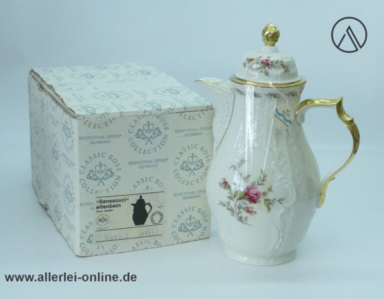 Vintage Porzellan Geschirr Online kaufen - Rosenthal Classic Rose Porzellan Sanssouci Kaffeekanne mit Originalkarton
