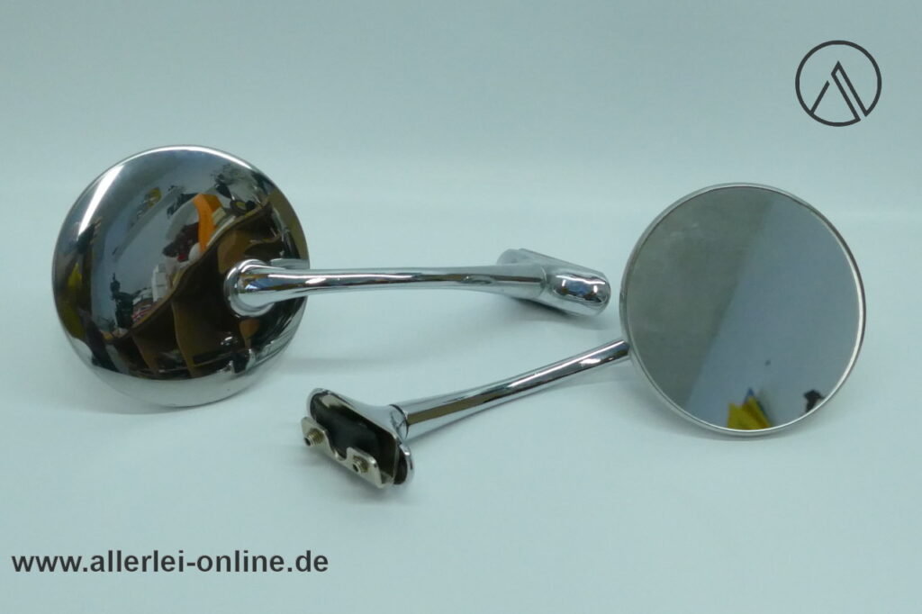 Oldtimer Spiegel Paar - Chrom Klemmspiegel | Türkantenspiegel | Außenspiegel für Opel - DKW - BMW u.a. Oldtimer