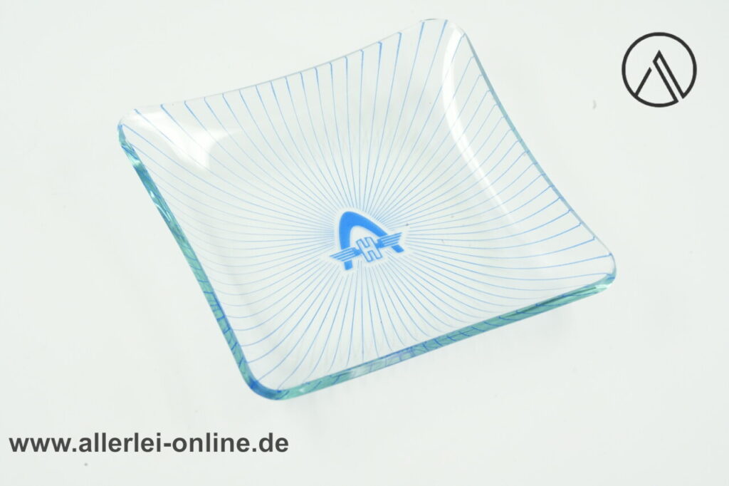 Vintage Hanomag Glasschale | 50er Jahre Glas Anbietschale mit Hanomag Rheinstahlbogen-Logo